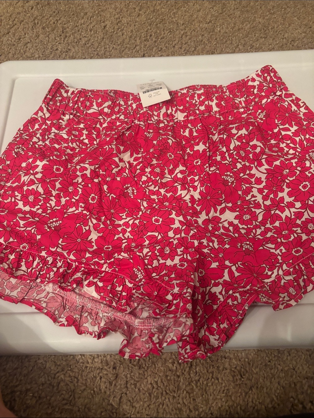 Crewcuts Pink Floral Ruffle Skort-Style Shorts